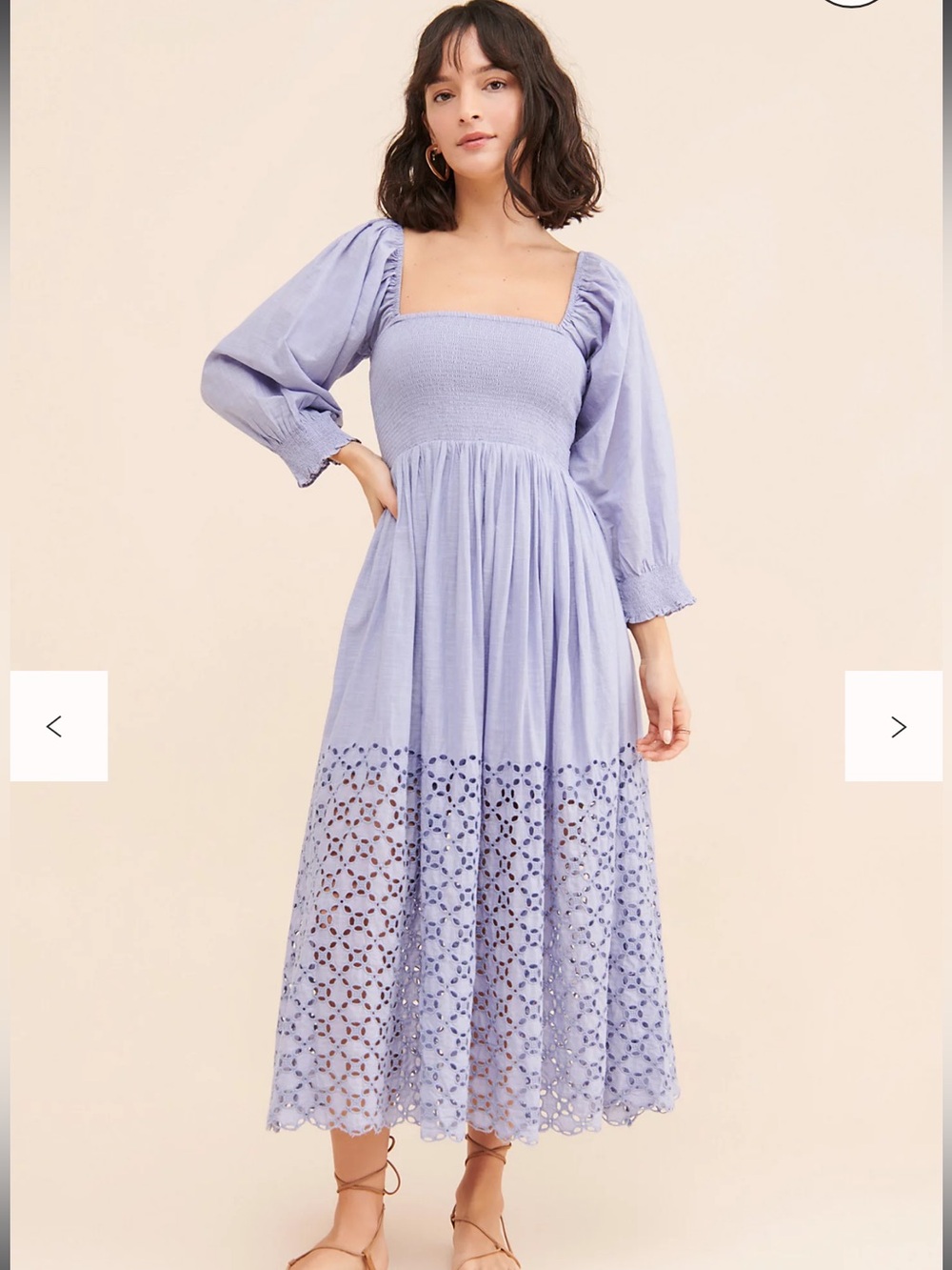 FREE PEOPLE Perfect Storm Midi Dress Midi Dress with Eyelet Hem